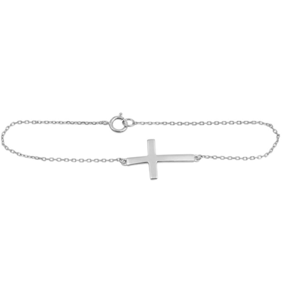 Sterling Silver Sideway Clear CZ Bracelet