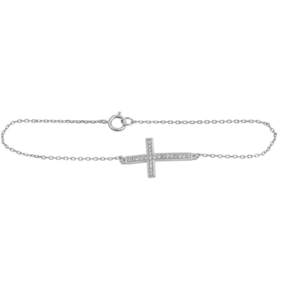 Sterling Silver Sideway Clear CZ Bracelet