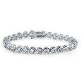 Sterling Silver Round Clear Cz Bezel Set Tennis BraceletAnd Length of 8