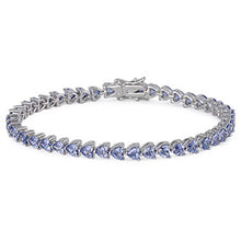 Load image into Gallery viewer, Sterling Silver Trendy Heart Prong Set with Tanzanite Cz Tennis BraceletAnd Length of 7.25