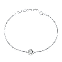 Sterling Silver Round Rhodium Plated Clear CZ Assorted Bracelet
