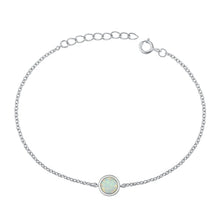 Load image into Gallery viewer, Sterling Silver Rhodium Plated White Lab Opal Bracelet-6.5+ 1 inch extension