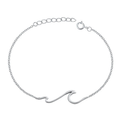 Sterling Silver Rhodium Plated Wave Assorted Bracelet