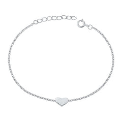 Sterling Silver Rhodium Plated Heart Fancy Bracelet