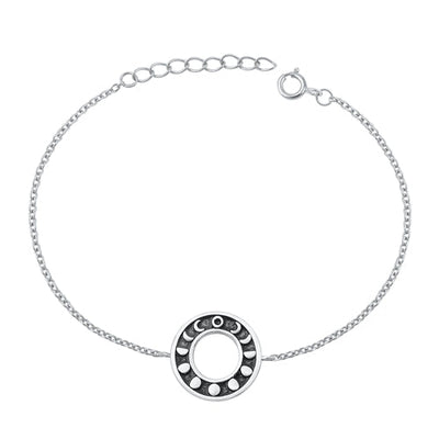 Sterling Silver Rhodium Plated Moon Phase Assorted Bracelet