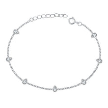 Load image into Gallery viewer, Sterling Silver Rhodium Plated Teardrop Clear CZ Assorted Bracelet