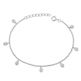 Sterling Silver Rhodium Plated Teardrop Clear CZ Assorted Bracelet