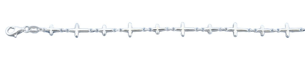 Sterling Silver Cross Polished Italian Bracelet Length-7+1inch, Thickness-7.1mm