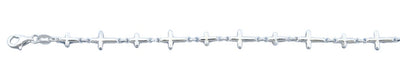 Sterling Silver Cross Polished Italian Bracelet Length-7+1inch, Thickness-7.1mm