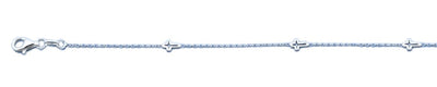 Sterling Silver Polished Cross Italian Bracelet Length-7+1inch, Chain-1mm, Charm Height-4mm