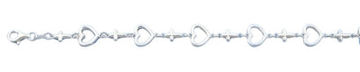 Sterling Silver Polished Hearts And Crosses Italian Bracelet Length-7+1inch, Thickness-9.7mm