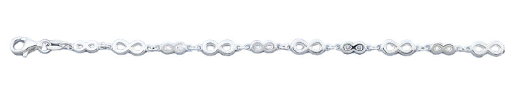 Sterling Silver Polished Infinity Italian Bracelet Length-7+1inch, Thickness-4.5mm