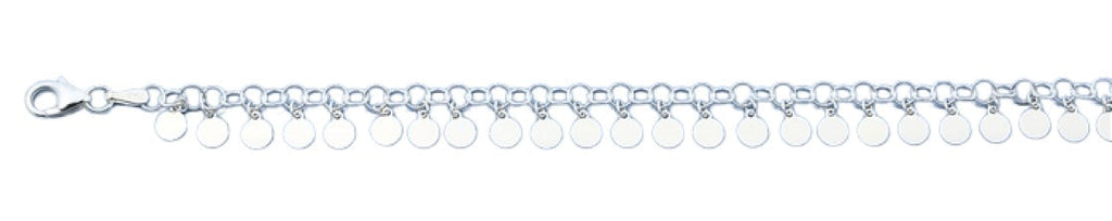 Sterling Silver Polished Rounds Italian Bracelet Length-7+1inch, Chain-3.3mm, Charms-4mm