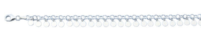 Sterling Silver Polished Rounds Italian Bracelet Length-7+1inch, Chain-3.3mm, Charms-4mm