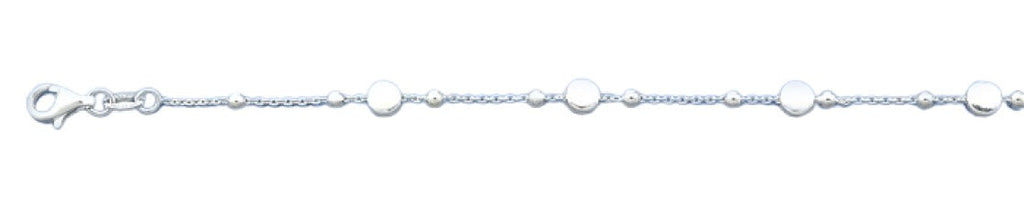 Sterling Silver Polished Disc Italian Bracelet Length-7+1inch, Disc-4.6mm