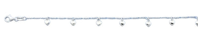 Sterling Silver Polished Hearts Italian Bracelet Length-7+1inch, Charm Height-4.5mm