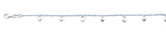 Sterling Silver Polished Hearts Italian Bracelet Length-7+1inch, Charm Height-4.5mm
