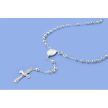 Load image into Gallery viewer, 4MM Sterling Silver Diamond Cut Beads Rosary Necklace