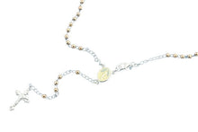 Load image into Gallery viewer, Sterling Silver Rose Gold Rosary Diamond Cut Bead Necklace