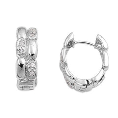 Sterling Silver Round Shaped CZ EarringsAnd Earring Height 18 mm