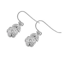Load image into Gallery viewer, Sterling Silver Plumeria Shaped Assorted CZ EarringsAnd Pendant Height 16 mm