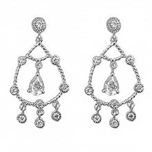 Load image into Gallery viewer, Sterling Silver Pear Hanging Shaped Assorted CZ EarringsAnd Pendant Height 36 mm