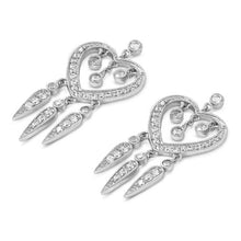 Load image into Gallery viewer, Sterling Silver Heart Shaped CZ EarringsAnd Pendant Height 49 mm