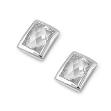 Load image into Gallery viewer, Sterling Silver Rectangle Shaped CZ EarringsAnd Face Height 9 mm