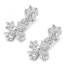 Load image into Gallery viewer, Sterling Silver Clear Triangle And Round Shaped CZ EarringsAnd Face Height 11 mm