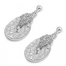 Load image into Gallery viewer, Sterling Silver Teardrop Shaped CZ EarringsAnd Face Height 18 mm