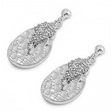 Sterling Silver Teardrop Shaped CZ EarringsAnd Face Height 18 mm