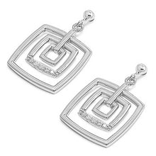 Load image into Gallery viewer, Sterling Silver Square Shaped CZ EarringsAnd Face Height 18 mm