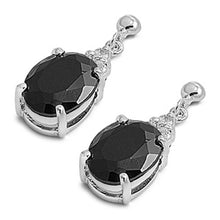 Load image into Gallery viewer, Sterling Silver Black CZ and Clear CZ Earring With CZ Stones