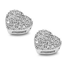 Load image into Gallery viewer, Sterling Silver Heart Shaped Clear CZ Earring With CZ Stones