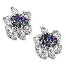 Load image into Gallery viewer, Sterling Silver Rainbow Topaz and Clear CZ Earring With CZ Stones