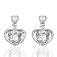 Load image into Gallery viewer, Sterling Silver Heart And Round Shaped CZ EarringsAnd Face Height 17 mm