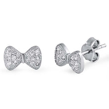 Load image into Gallery viewer, Sterling Silver Bow Shaped CZ EarringsAnd Face Height 5 mm