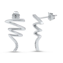 Load image into Gallery viewer, Sterling Silver Snake Shaped CZ EarringsAnd Face Height 20 mm