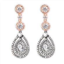 Load image into Gallery viewer, Sterling Silver Multicolor Pear And Circle Shaped CZ EarringsAnd Earring Height 38 mm
