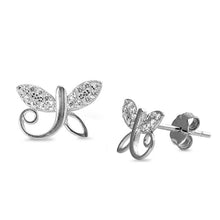 Load image into Gallery viewer, Sterling Silver Dragonfly Shaped CZ EarringsAnd Face Height 7 mm