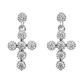 Sterling Silver Cross Shaped CZ EarringsAnd Face Height 16 mm