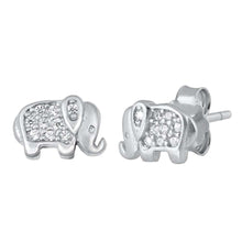 Load image into Gallery viewer, Sterling Silver Clear CZ Elephant CZ Earrings