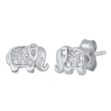 Sterling Silver Clear CZ Elephant CZ Earrings