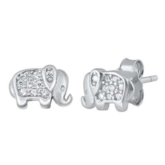 Sterling Silver Clear CZ Elephant CZ Earrings