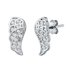 Load image into Gallery viewer, Sterling Silver CZ Angel Wings Small Stud Earrings