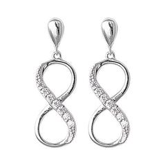 Sterling Silver Clear CZ Hanging Infinity Assorted CZ Earrings
