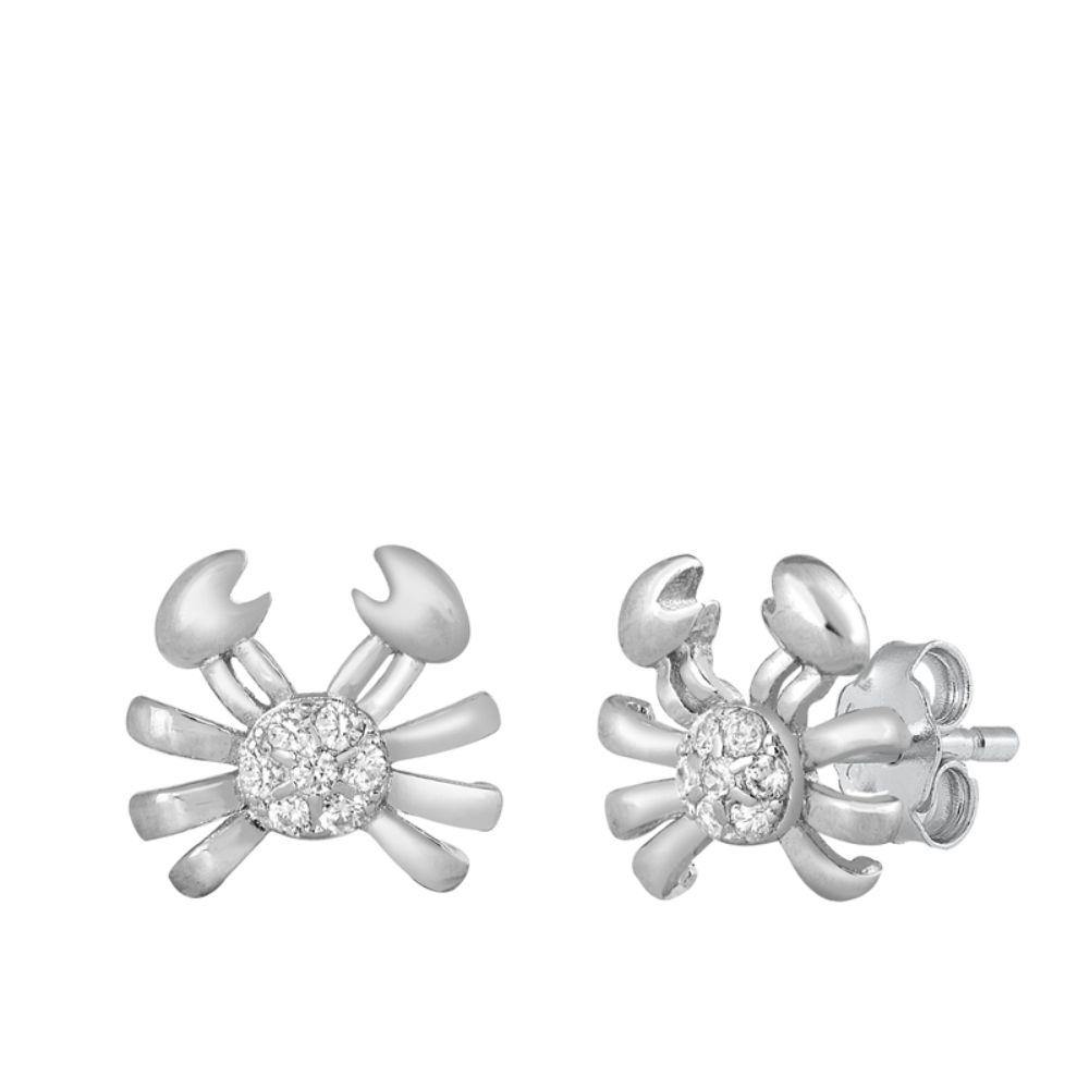 Sterling Silver Crab Stud Earrings