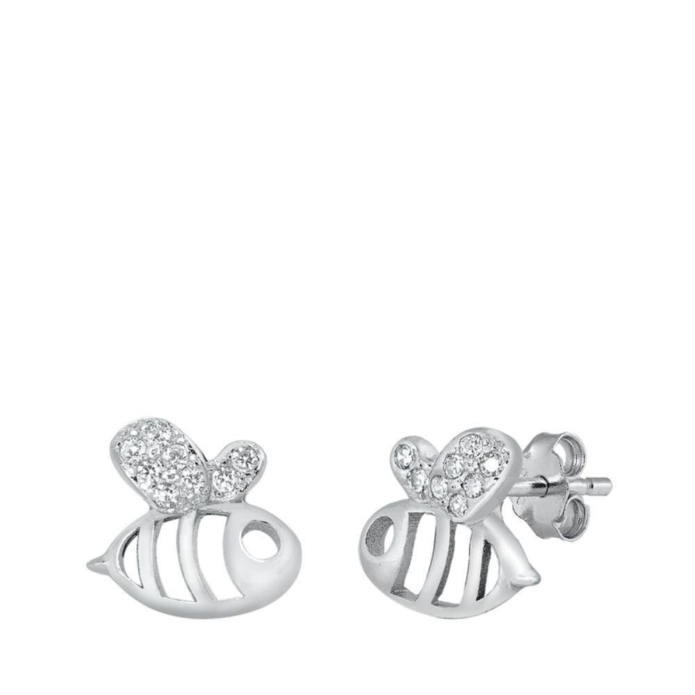 Sterling Silver Bumblebee Stud Earrings