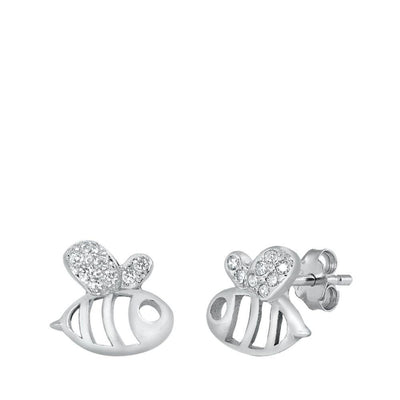 Sterling Silver Bumblebee Stud Earrings - silverdepot