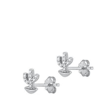 Load image into Gallery viewer, Sterling Silver Rhodium Plated Cactus Stud Earrings